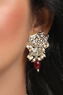 Two-Tone Finish Kundan Polki & Agate Stone Dangler Earrings