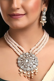 Two-Tone Finish Kundan Polki Mala Set