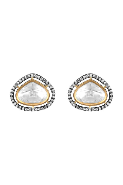 Two Tone Finish Kundan Polki & Cubic Zirconia Necklace Set