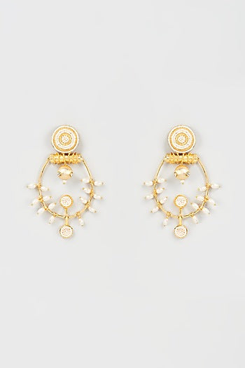 Gold Finish Pearl Handmade Dangler Earrings