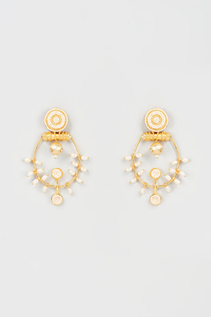 Gold Finish Pearl Handmade Dangler Earrings