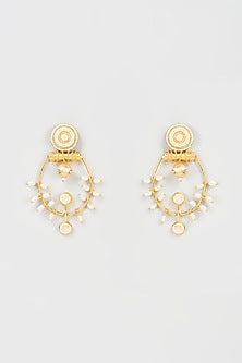 Gold Finish Pearl Handmade Dangler Earrings