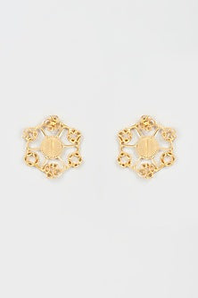 Gold Finish Handmade Ferris Wheel Stud Earrings