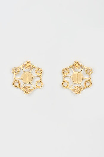 Gold Finish Handmade Ferris Wheel Stud Earrings