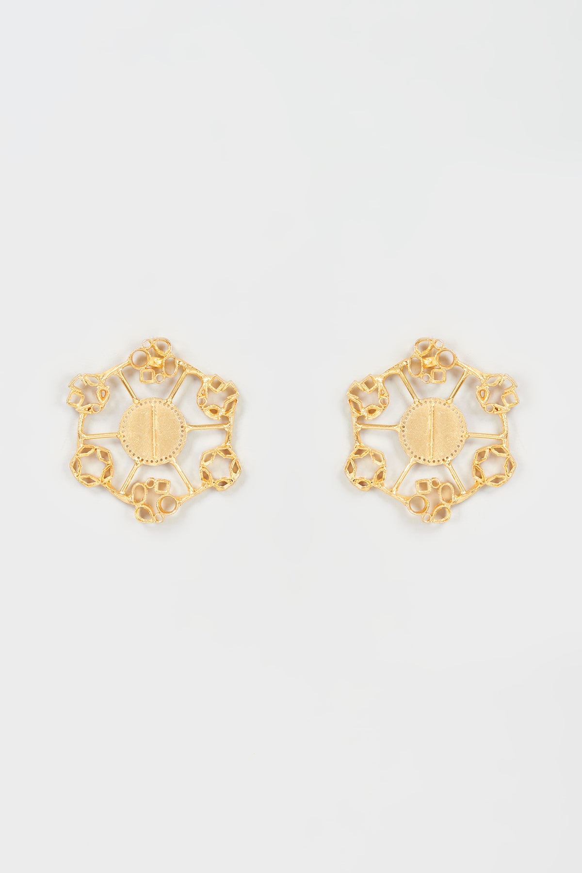 Gold Finish Handmade Ferris Wheel Stud Earrings