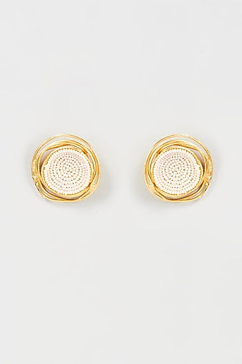Gold Finish Pearl Handmade Stud Earrings