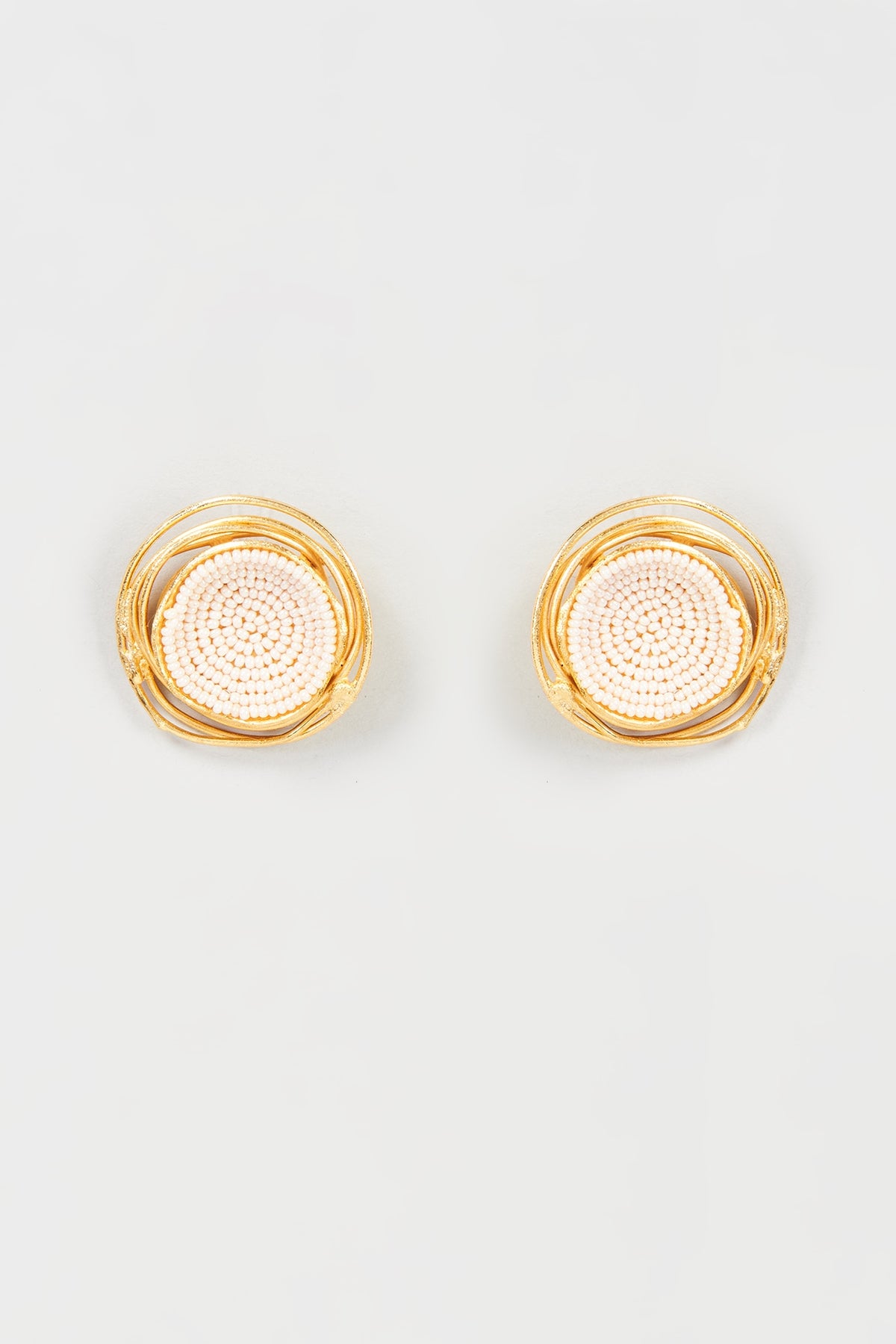 Gold Finish Pearl Handmade Stud Earrings