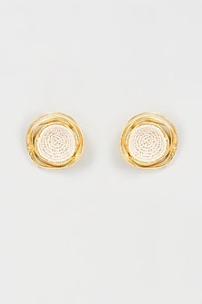 Gold Finish Pearl Handmade Stud Earrings