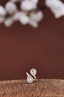 Gold Finish Moissanite Polki Ring In Sterling Silver