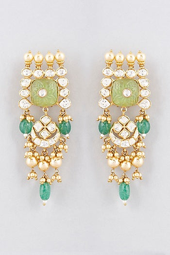Gold Finish Earrings In Sterling Silver