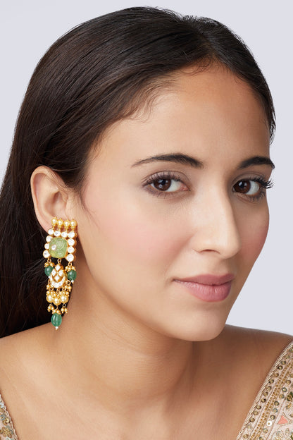 Gold Finish Earrings In Sterling Silver