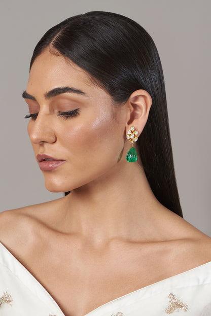 Gold Finish Stud Earrings In Sterling Silver