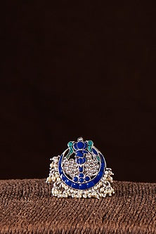 White Finish Moissanite Polki Ring In Sterling Silver