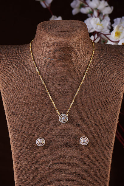 Gold Finish Moissanite Polki Necklace Set In Sterling Silver