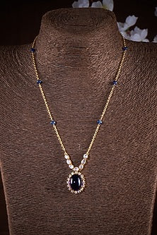 Gold Finish Moissanite Polki Necklace In Sterling Silver