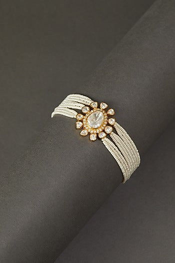 Gold Finish Bracelet With Pearls In Sterling Silver