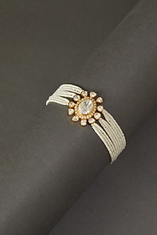 Gold Finish Bracelet With Pearls In Sterling Silver