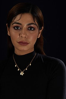 Gold Finish Moissanite Polki Necklace In Sterling Silver