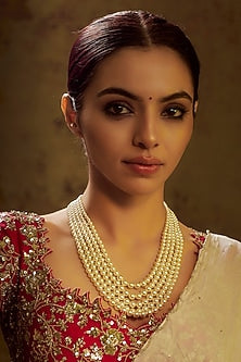 White Mother Of Pearl Layered Mala In Sterling Silver