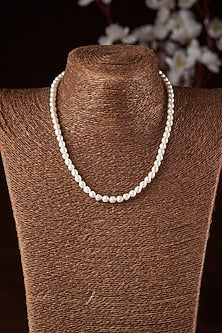 White Mother Of Pearl Mala In Sterling Silver