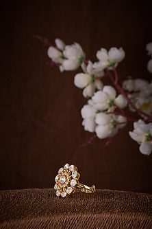 Gold Finish Moissanite Polki Ring In Sterling Silver