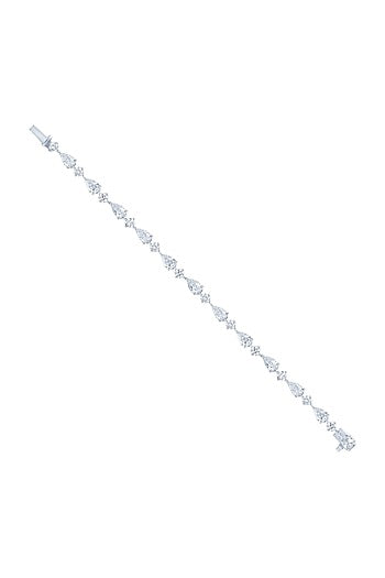 White Finish Zircon Multi-Shaped Striking Bracelet In Sterling Silver