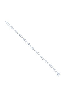 White Finish Zircon Multi-Shaped Striking Bracelet In Sterling Silver