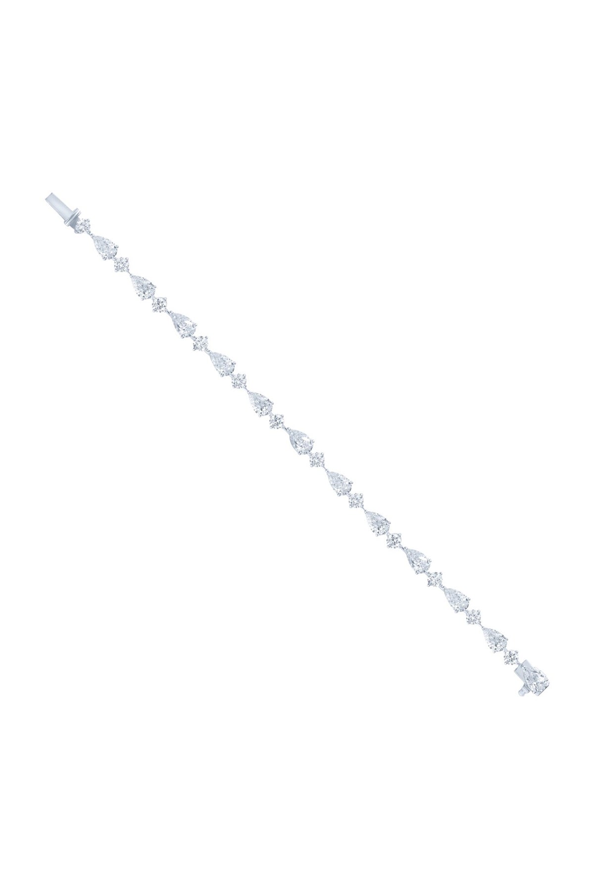 White Finish Zircon Multi-Shaped Striking Bracelet In Sterling Silver