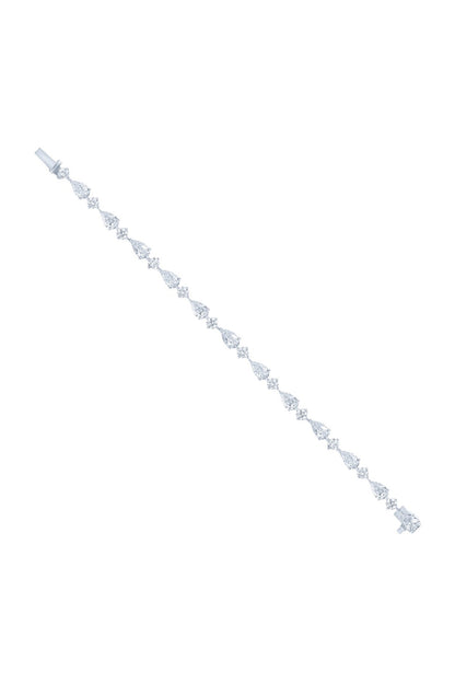 White Finish Zircon Multi-Shaped Striking Bracelet In Sterling Silver