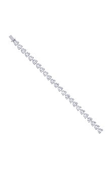 White Finish Zircon Heart Shaped Tennis Bracelet In Sterling Silver