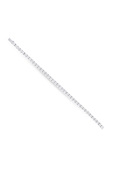 White Finish Zircon Round Solitaire Tennis Bracelet In Sterling Silver