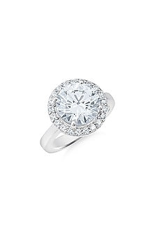 White Finish Zirconia Handcrafted Ring In Sterling Silver
