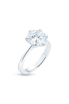 White Finish Round-Cut Diamond Ring In Sterling Silver
