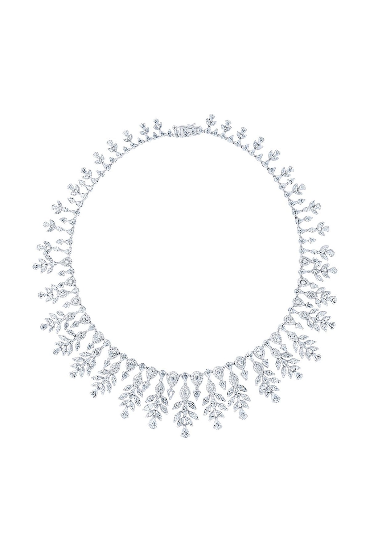 White Finish Diamond Necklace In Sterling Silver