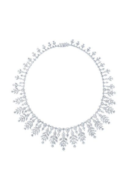 White Finish Diamond Necklace In Sterling Silver