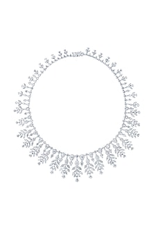 White Finish Diamond Necklace In Sterling Silver