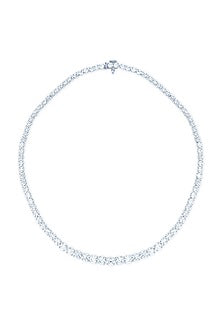 White Finish Zirconia Statement Necklace In Sterling Silver