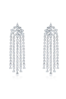 White Finish Zirconia Chandelier Earrings In Sterling Silver