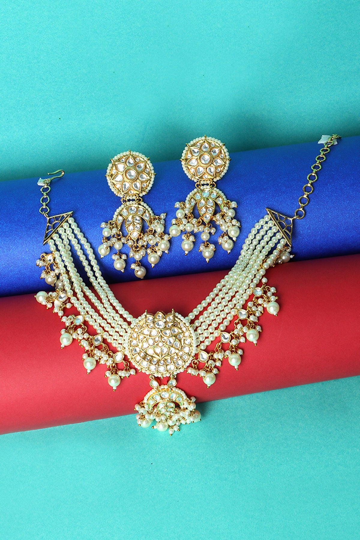 Polki Embellished Choker Necklace Set 