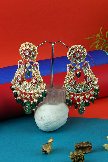 Polki Embellished Chandelier Earrings 