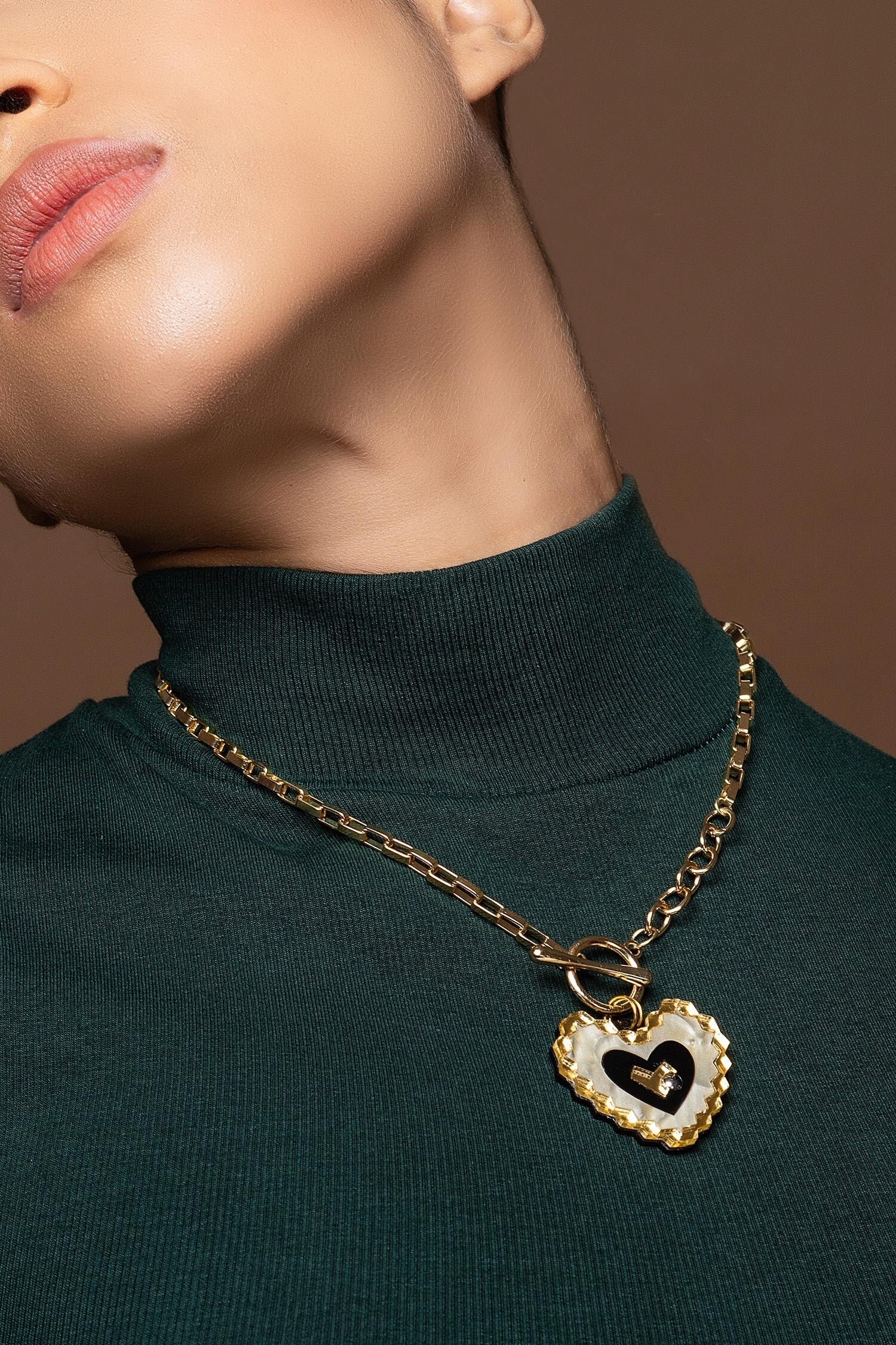 Heart Shaped Toggle Link Necklace 