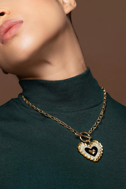 Heart Shaped Toggle Link Necklace 