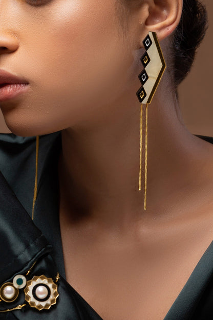 Tessella Tassel Geometric Pattern Earrings 
