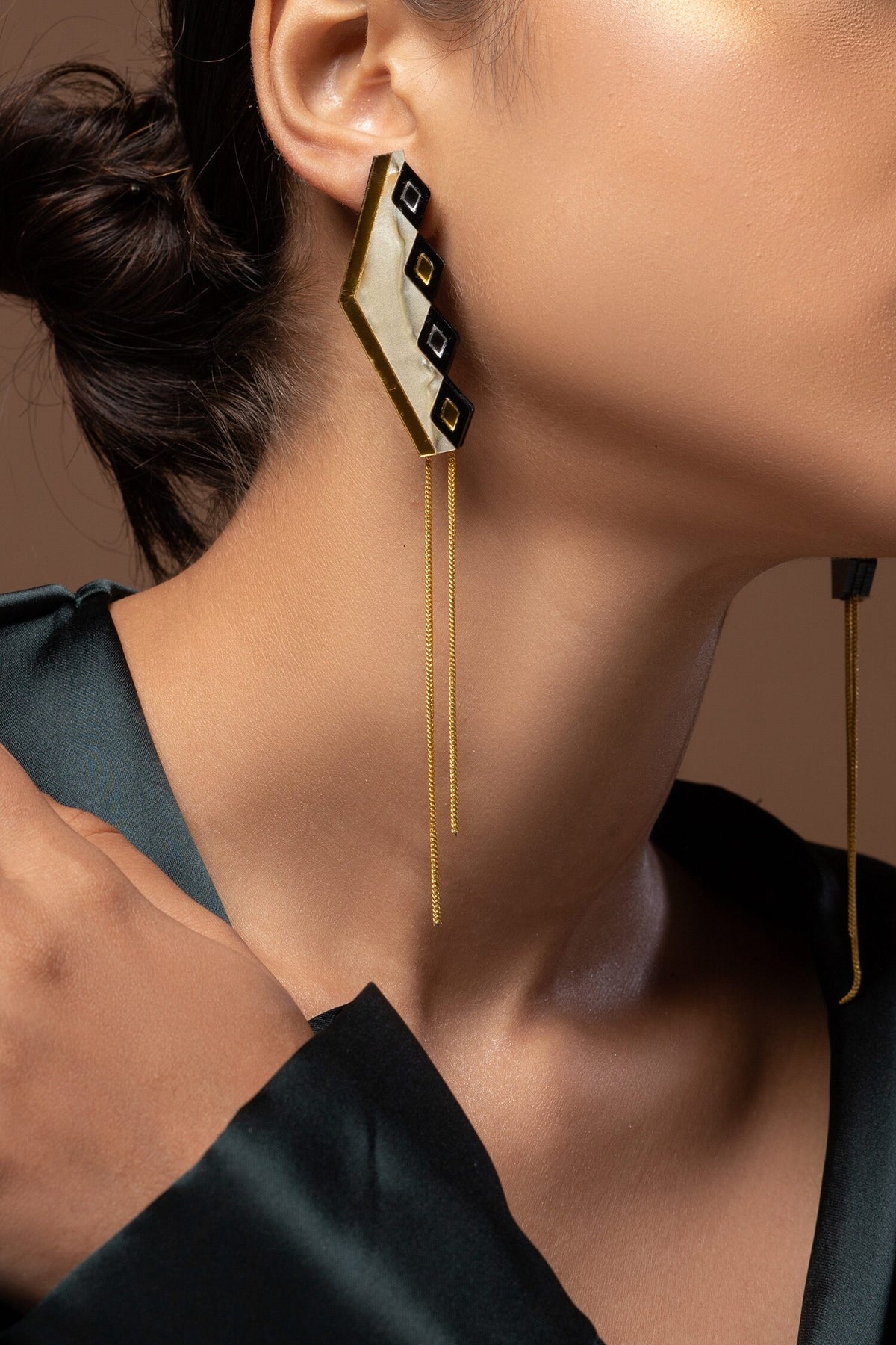 Tessella Tassel Geometric Pattern Earrings 