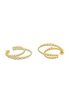 Gold Plated CZ & Mirror Double Layered Hoop Earrings
