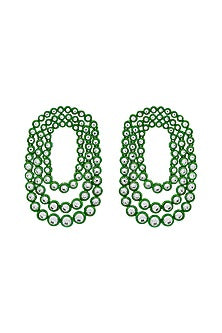 Green CZ Layered Stud Earrings