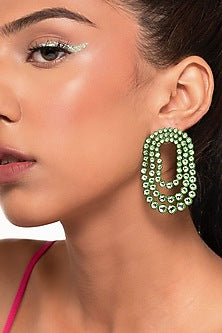 Green CZ Layered Stud Earrings