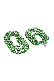 Green CZ Layered Stud Earrings