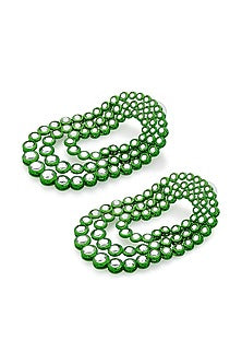 Green CZ Layered Stud Earrings
