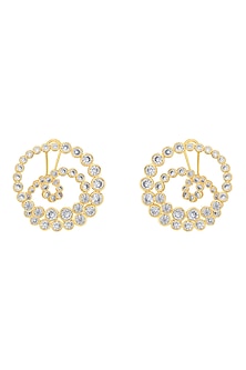 Gold Plated CZ & Mirror Swirl Hoop Earrings